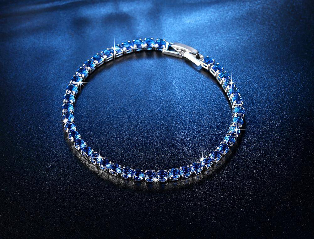 Luxury Blue Swiss CZ Tennis Bracelet for Women Special Occasion Anniversary Holiday Birthday