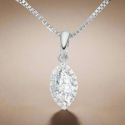 Loralei .5CT Marquise Cut Halo OB Simulated Diamond Solitaire Pendant for Women Bridal Engagement Wedding Anniversary Gift