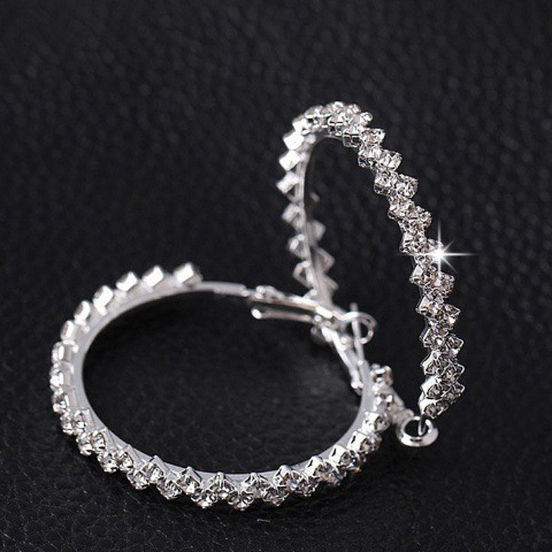 Mosaic Austrian Crystal Hoop 14K White Gold plated Earrings for Women