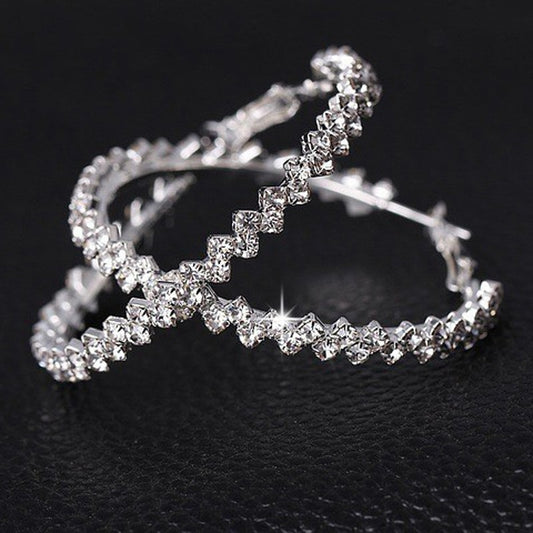 Mosaic Austrian Crystal Hoop 14K White Gold plated Earrings for Women
