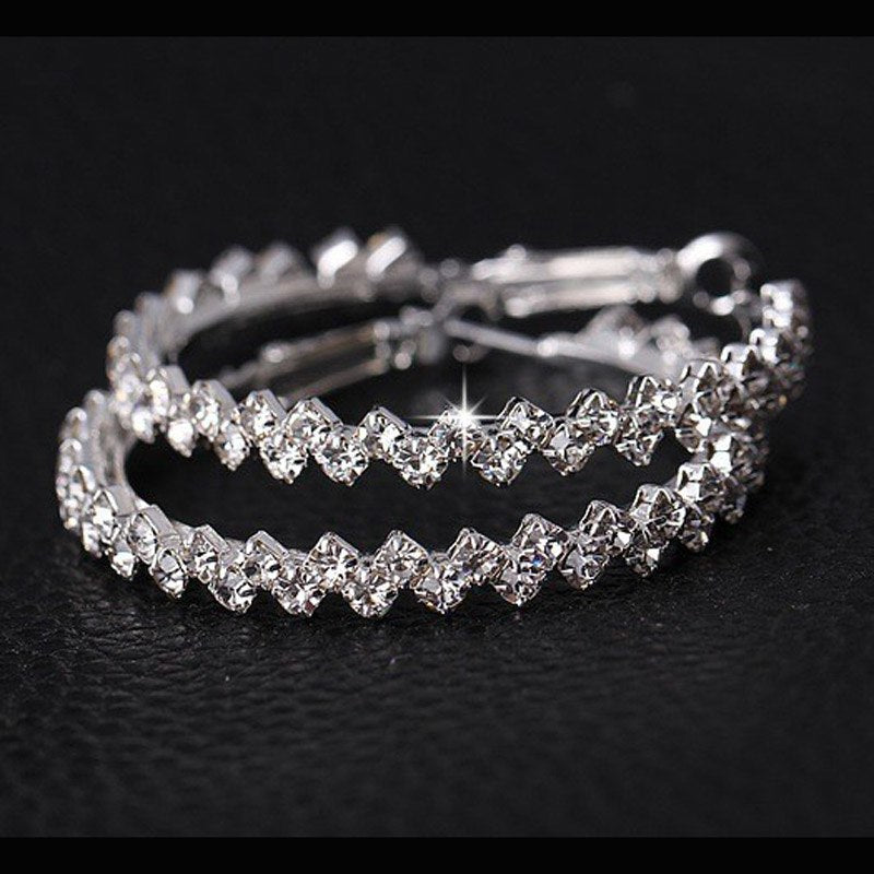 Mosaic Austrian Crystal Hoop 14K White Gold plated Earrings for Women