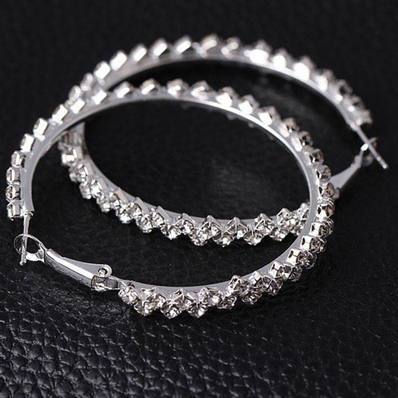 Mosaic Austrian Crystal Hoop 14K White Gold plated Earrings for Women