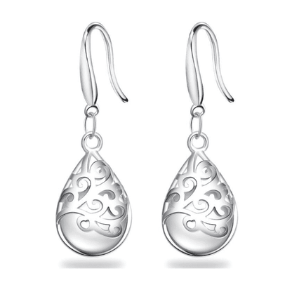 Shimmering Cat Eye Filigree Drop Earrings
