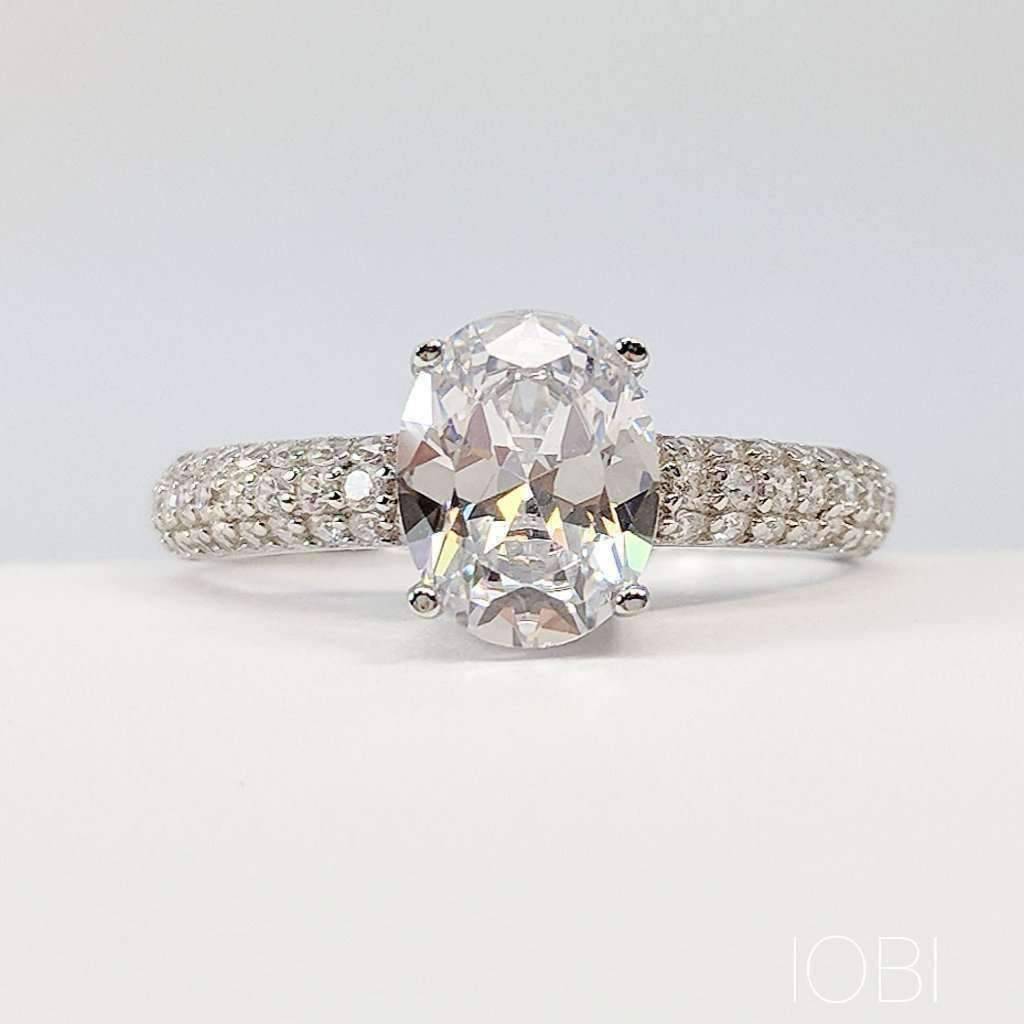Ophelia 2CT Oval Cut OB Simulated Diamond Sterling Silver Platinum Plated Ring for Woman Bridal Engagement Wedding