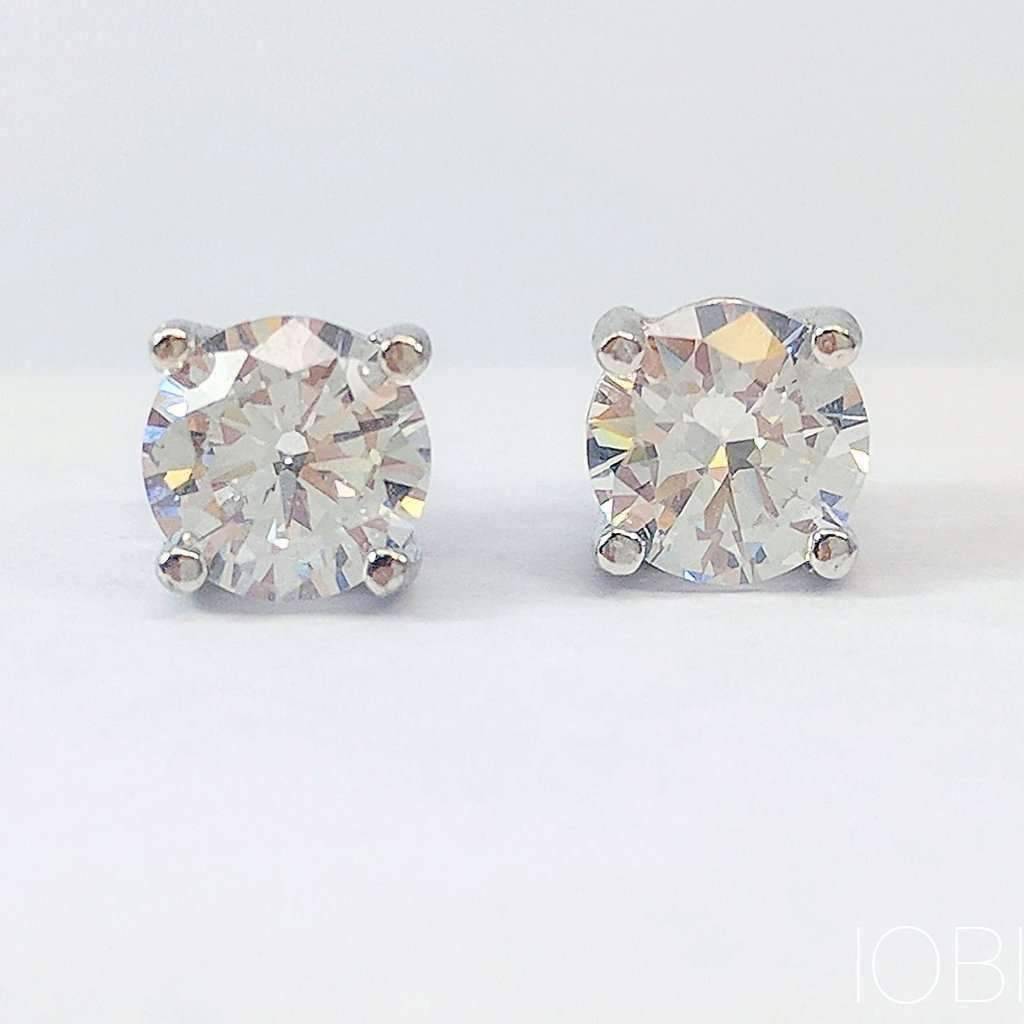 Opulence Round OB Simulated Diamond Solitaire Sterling Silver Platinum Plated Stud Earrings for Women Engagement Bridal Wedding Anniversary Gift