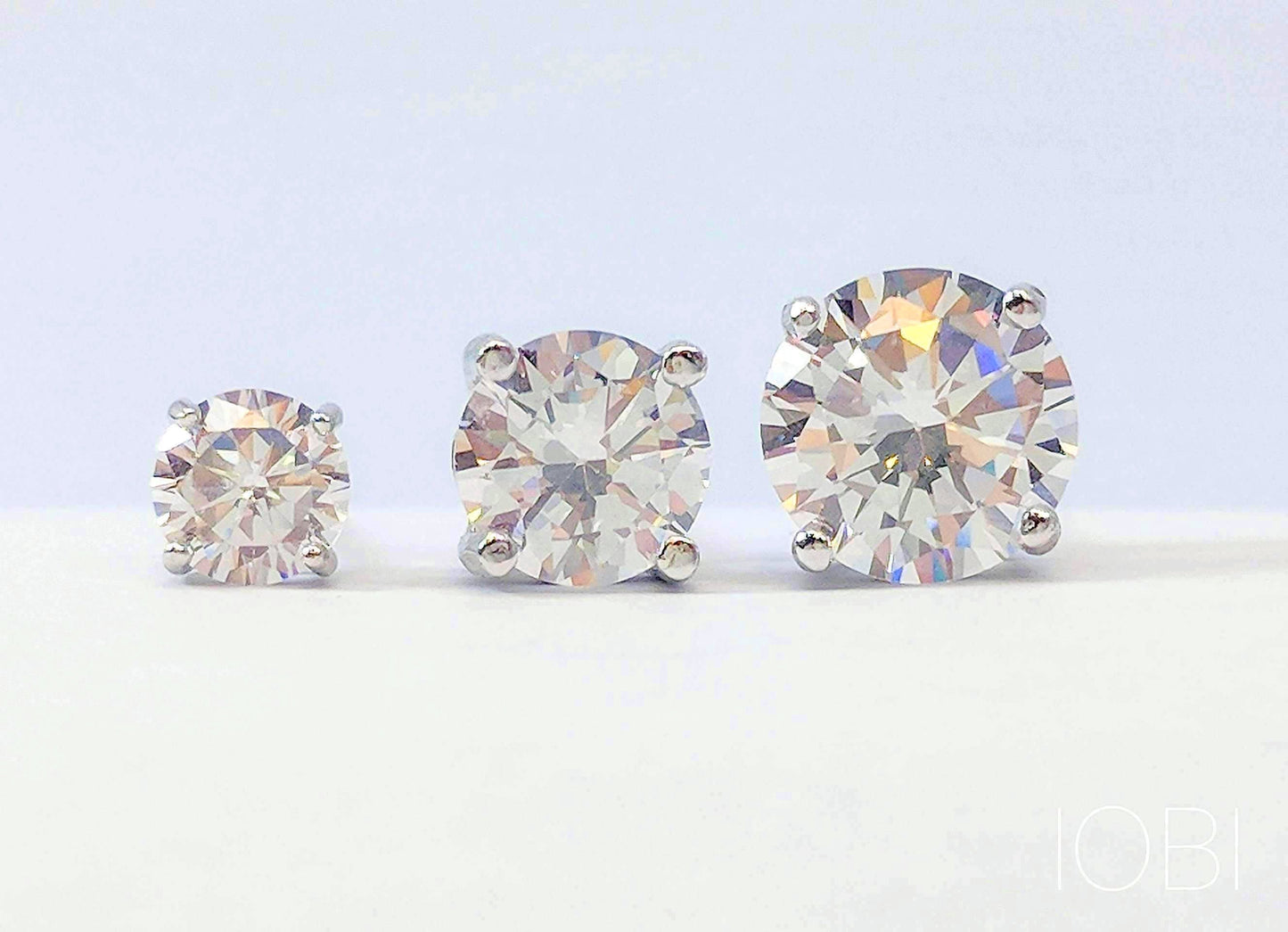 Opulence 14K White Gold Round OB Simulated Diamond Solitaire Stud Earrings for Women Bridal Enegagement Wedding Gift