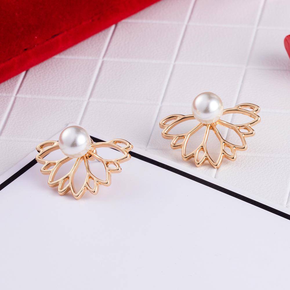 Lotus Flower Pearl Stud Earrings & Jacket