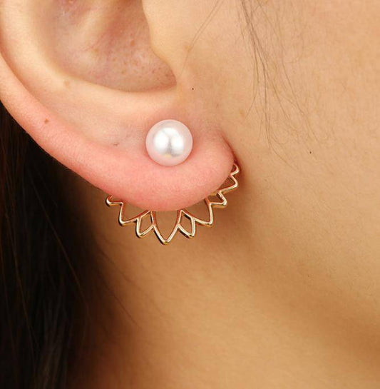 Lotus Flower Pearl Stud Earrings & Jacket