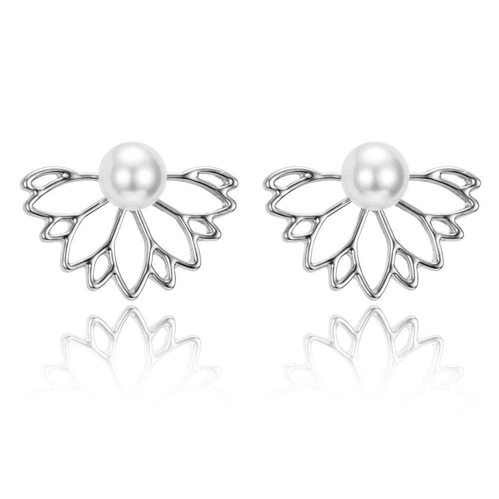 Lotus Flower Pearl Stud Earrings & Jacket
