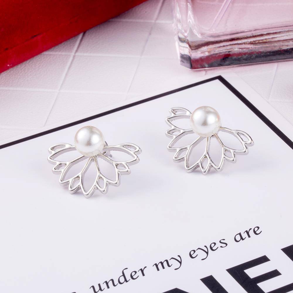 Lotus Flower Pearl Stud Earrings & Jacket