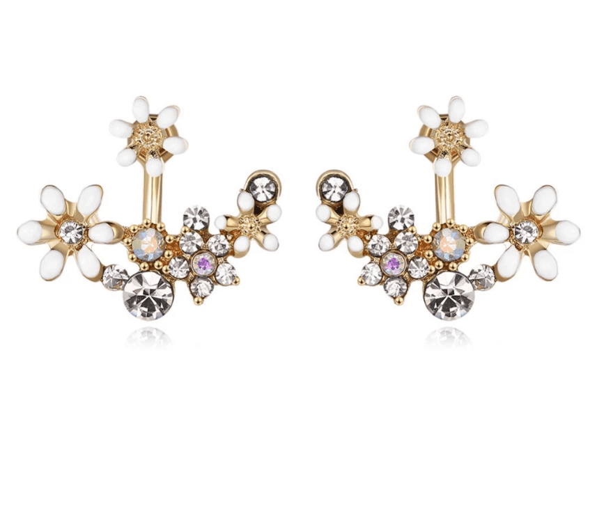 Crystal Garden Flowered Stud Earrings & Jacket In Four Colors