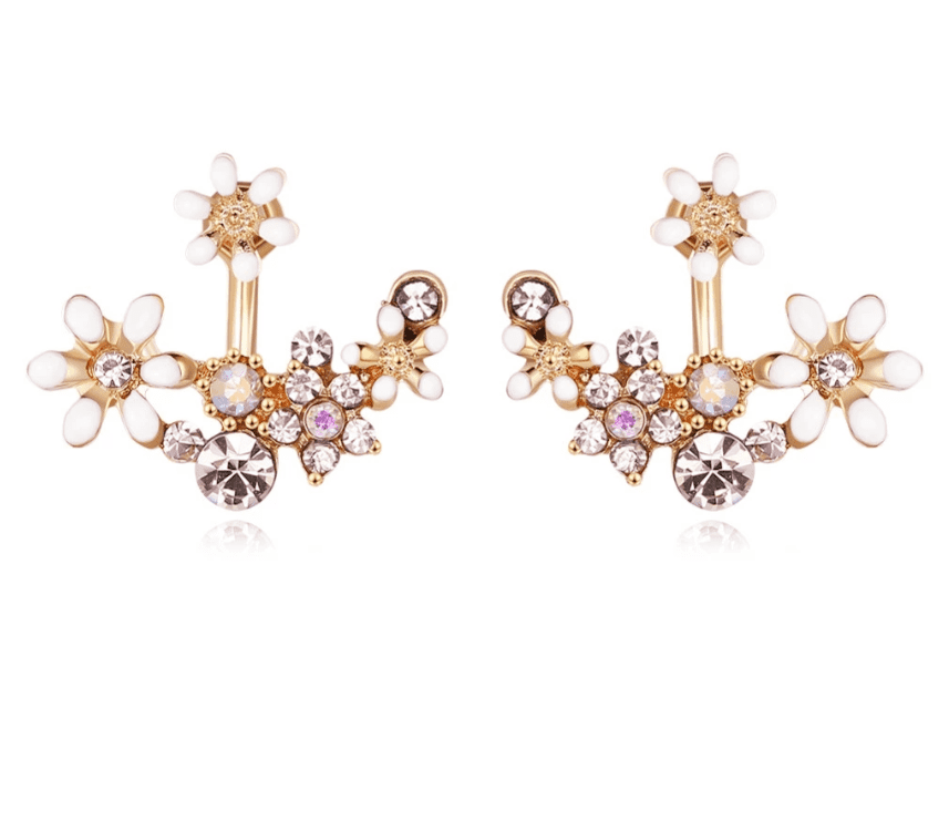 Crystal Garden Flowered Stud Earrings & Jacket In Four Colors