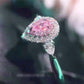 14K Gold Plated Petite Pavé Pear Cut CZ Halo Ring for Woman - White or Pink CZ