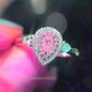 14K Gold Plated Petite Pavé Pear Cut CZ Halo Ring for Woman - White or Pink CZ