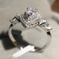 14K Gold Plated Petite Pavé Pear Cut CZ Halo Ring for Woman - White or Pink CZ