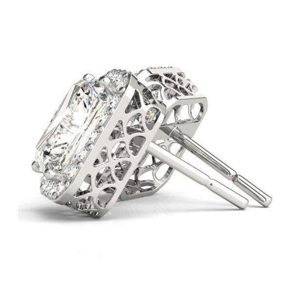 Dominique 3CT Radiant Halo OB Simulated Diamond Stud Earrings for Women Bridal Engagement Wedding Anniversary Gift