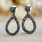 Boutique Black Turkish Crystal Encrusted Drop Earrings