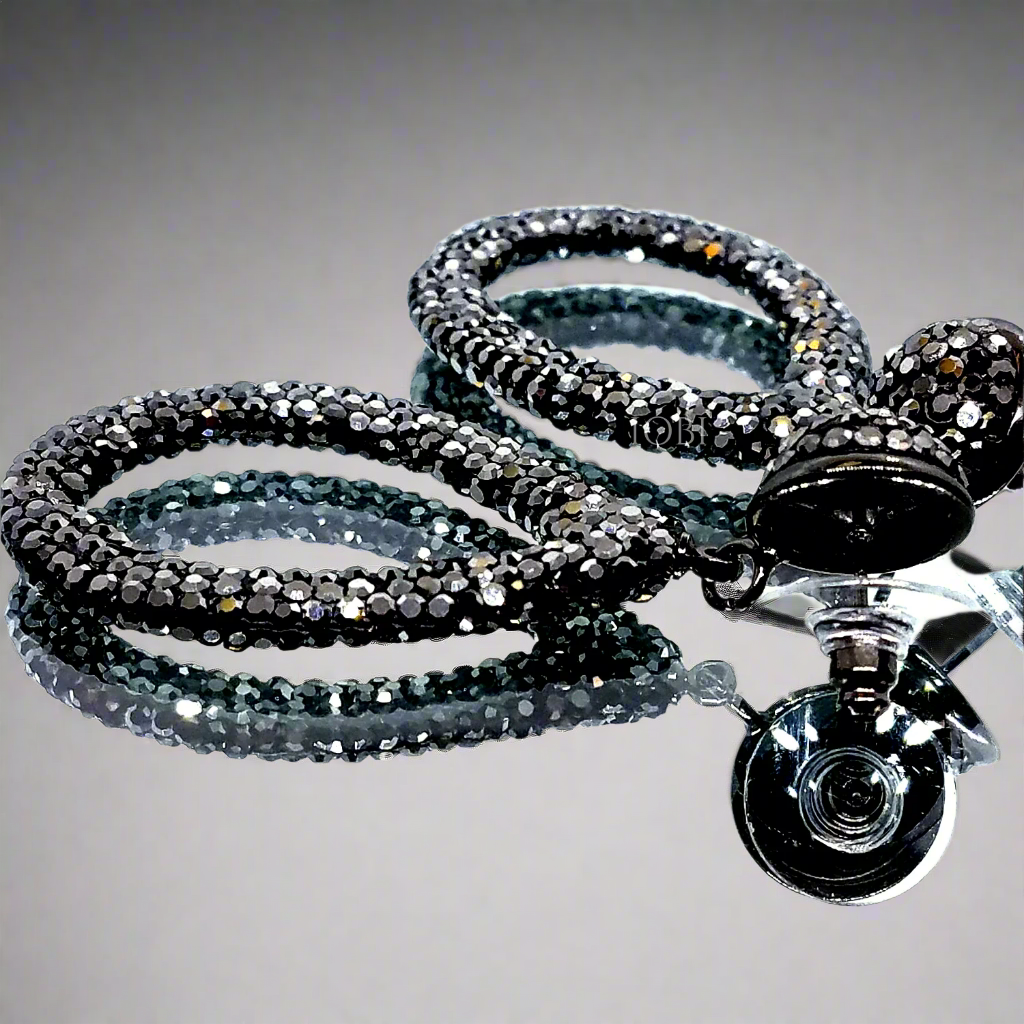 Boutique Black Turkish Crystal Encrusted Drop Earrings