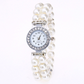 Vintage Era Pearl and Crystal Halo Stretch Elastic Watch for Woman Any Occasion Wedding Accessories