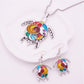 Artsy Sea Turtle Enamel Necklace and Earrings Set
