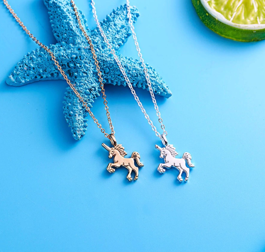 A Little Fantasy Unicorn Gold & Enamel Necklace
