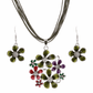 Spring Bouquet Enamel Flower Necklace and Earrings - In Three Colors