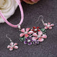 Spring Bouquet Enamel Flower Necklace and Earrings - In Three Colors