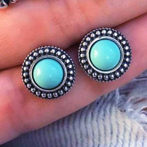 Sun Totem Turquoise Stud Earrings