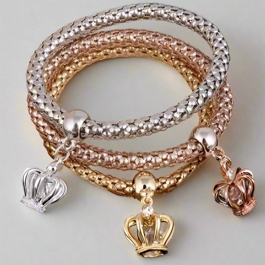 Her Majesty Tri-Color Austrian Crystal Stretch Bracelet Set