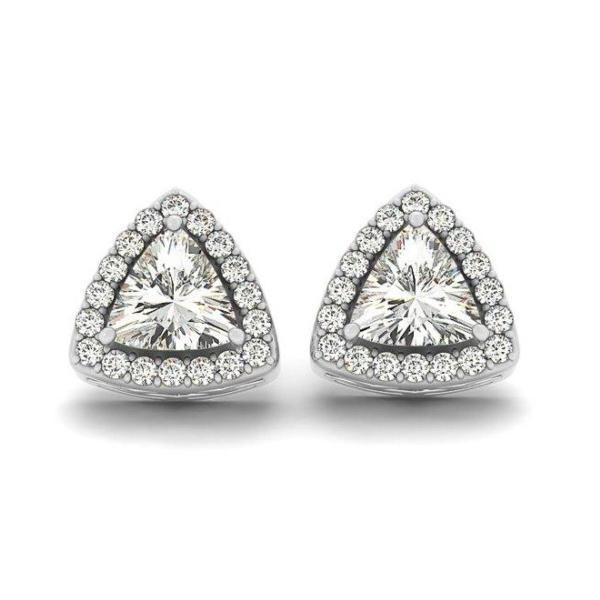 Tiana 0.42CT Trillion Cut OB Simulated Diamond Halo Earrings – Luxury Jewelry for Women
