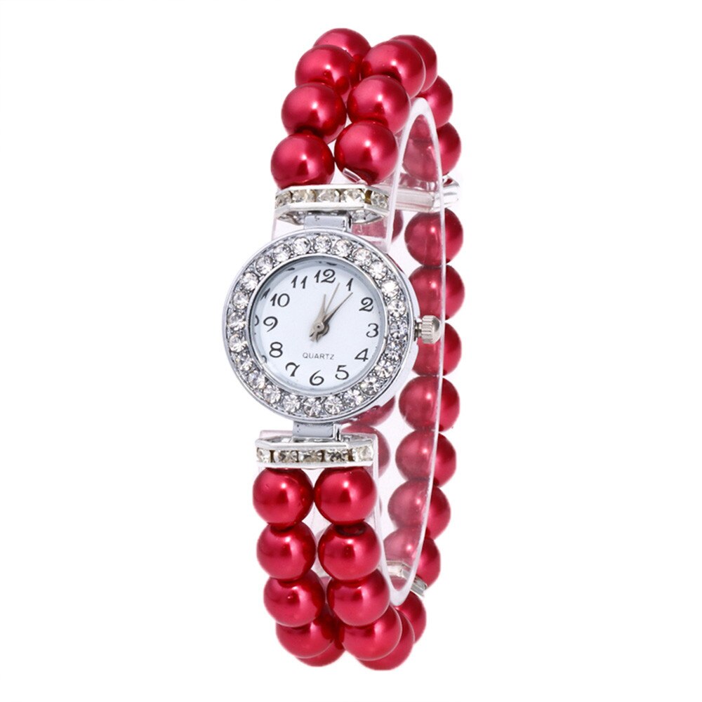 Vintage Era Pearl and Crystal Halo Stretch Elastic Watch for Woman Any Occasion Wedding Accessories