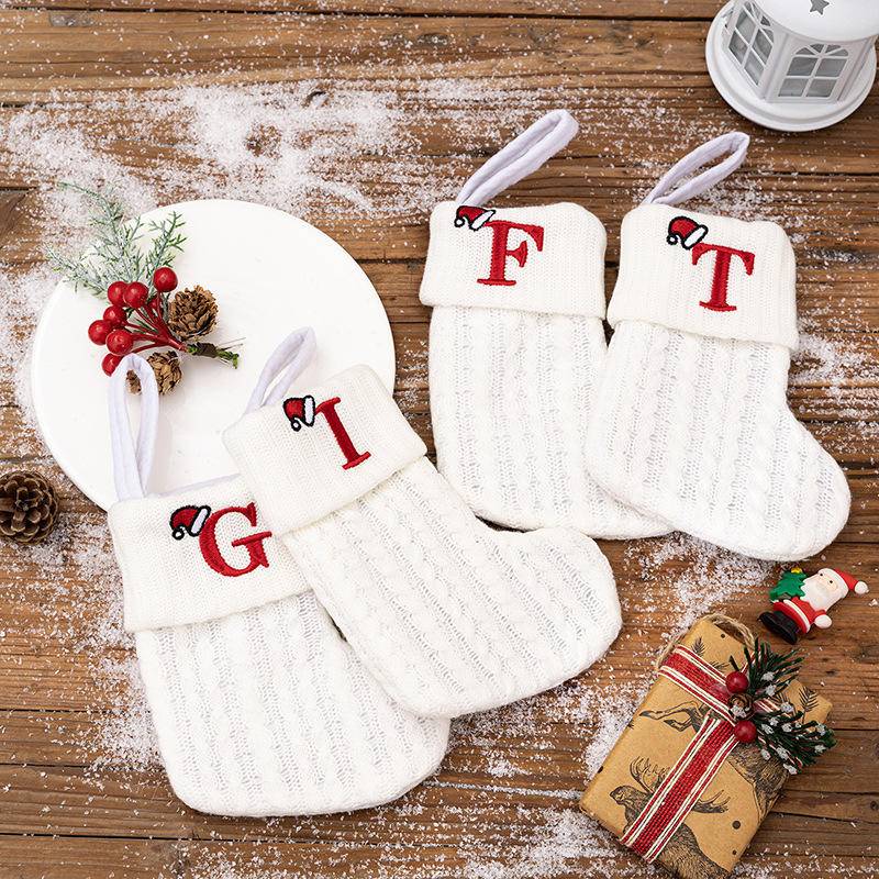 Letters Embroidery Christmas Hanging Socks Ornametns