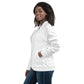 Women Bomber Jacket With Pockets Zipper Premium Quality Classic White Design by IOBI Original Apparel