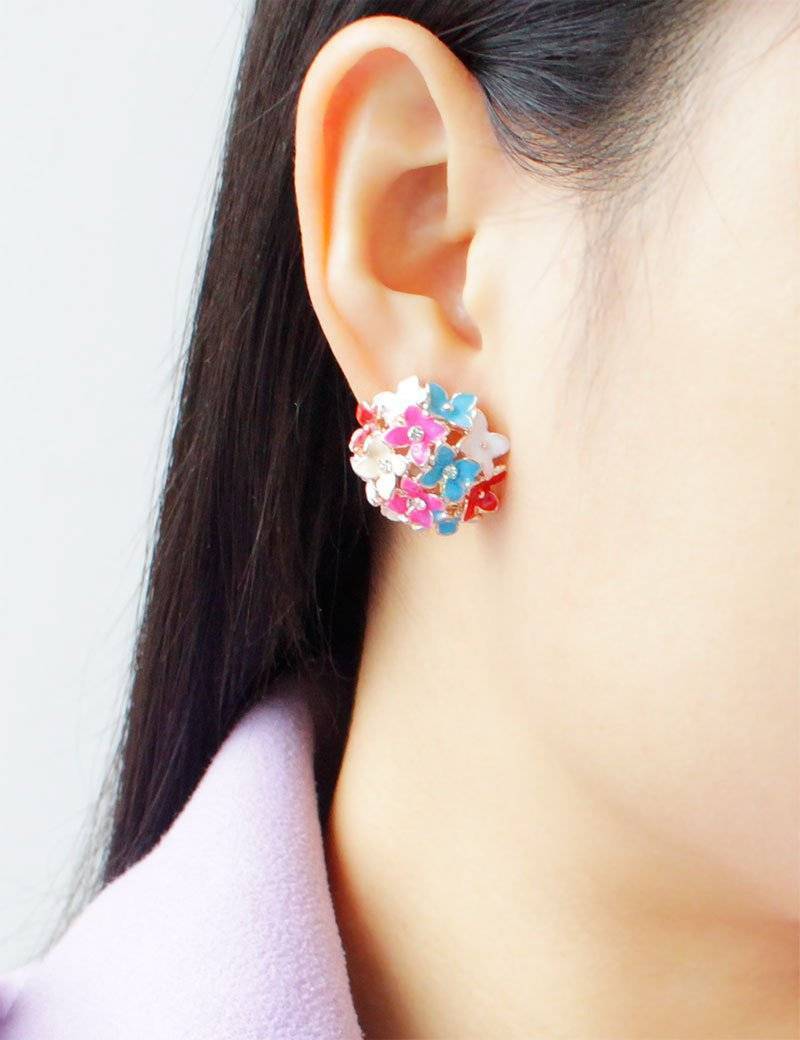 Bouquet of Beauty Enamel Flower Earrings
