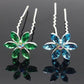 Fun Flowers Crystal and Rhinestone Silver Plated Hair Pins