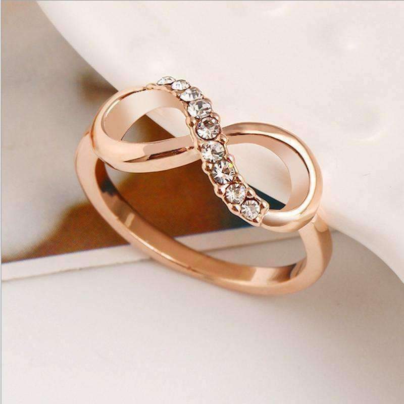 Endless Light Pavé CZ 14K Rose Gold Infinity Symbol Ring for Women