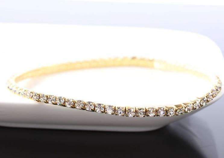 Feshionn IOBI Anklets Gold Tone Rhinestone Stretch Anklet In Three Color Choices