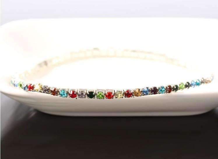 Feshionn IOBI Anklets Multi-Color Rhinestone Stretch Anklet In Three Color Choices