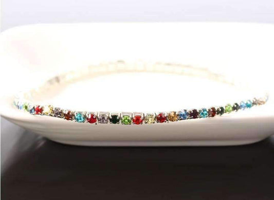 Feshionn IOBI Anklets Multi-Color Rhinestone Stretch Anklet In Three Color Choices