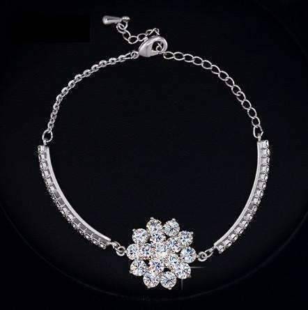 Feshionn IOBI bracelets Belle Fleur Austrian Crystal Flower Cup Chain Bracelet