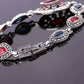 Feshionn IOBI bracelets Crimson and Cobalt Crystal Tear Drop Vintage Inspired Silver Bracelet