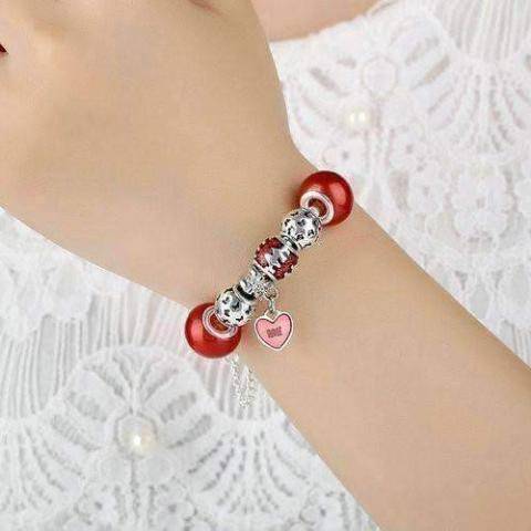 Feshionn IOBI bracelets Essence of Love Red & Silver Bangle Bracelet