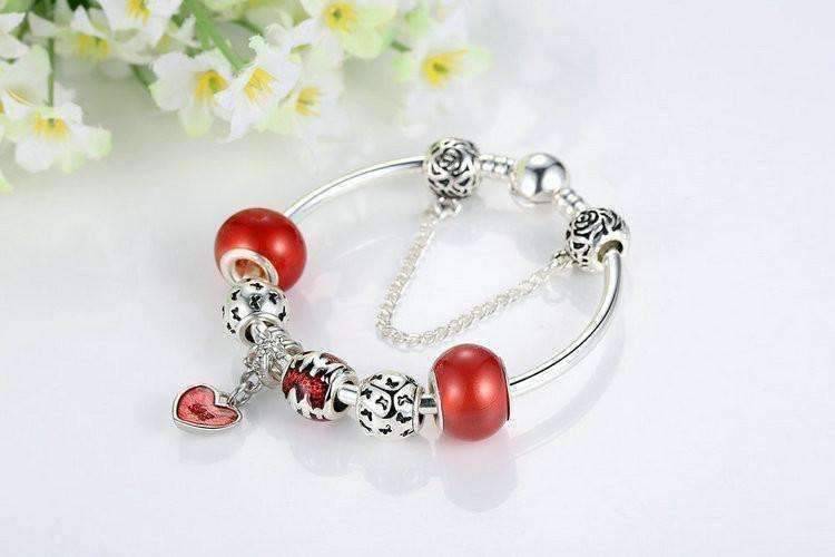 Feshionn IOBI bracelets Essence of Love Red & Silver Bangle Bracelet