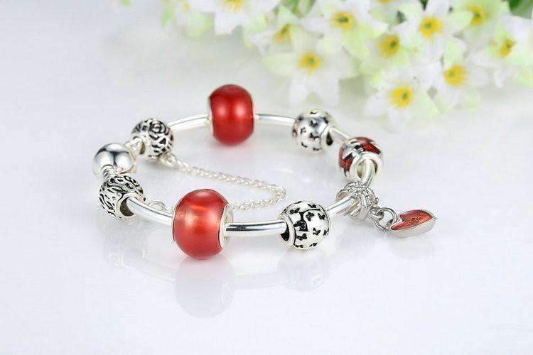 Feshionn IOBI bracelets Essence of Love Red & Silver Bangle Bracelet