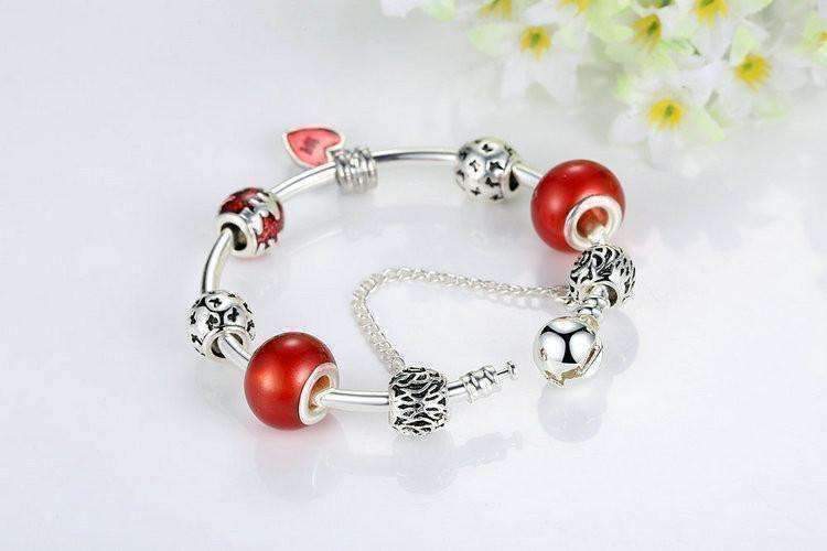 Feshionn IOBI bracelets Essence of Love Red & Silver Bangle Bracelet