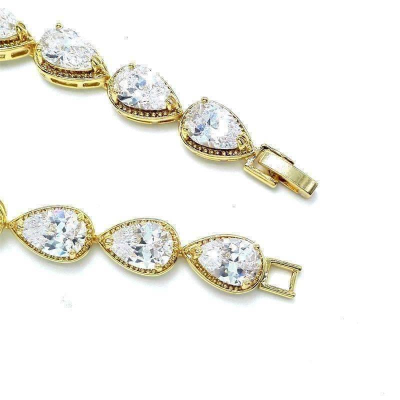Feshionn IOBI bracelets Graceful Water Drop CZ 18k Gold Plated Bracelet