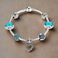 Feshionn IOBI bracelets Inspirational Heart Aqua Crystal Charm Collection Silver Bangle Bracelet **dont use***