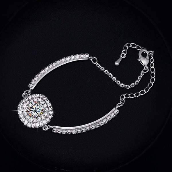 Feshionn IOBI bracelets Luminaré 1ct Austrian Crystal Double Halo Bracelet White Gold Plated
