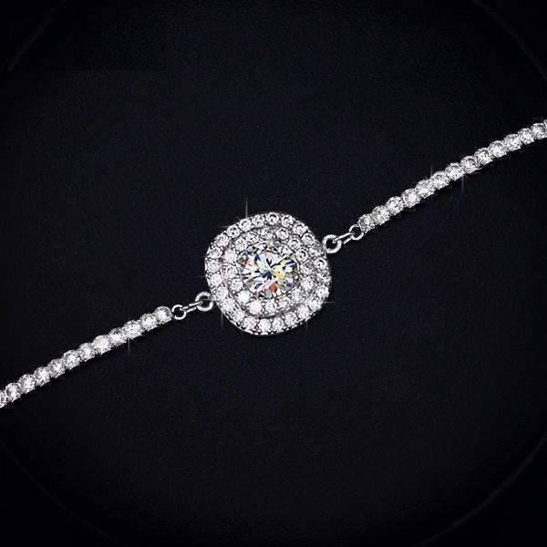 Feshionn IOBI bracelets Luminaré 1ct Austrian Crystal Double Halo Bracelet White Gold Plated