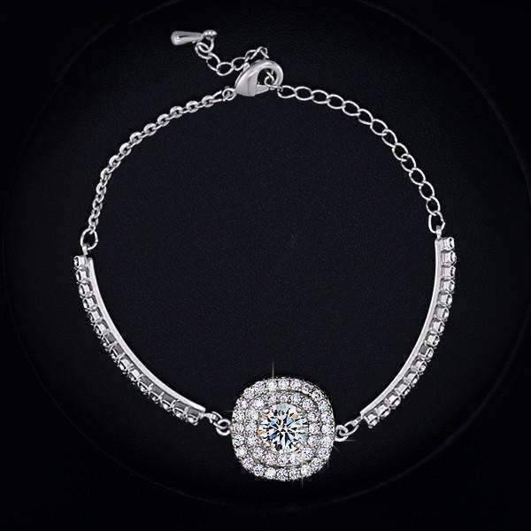 Feshionn IOBI bracelets Luminaré 1ct Austrian Crystal Double Halo Bracelet White Gold Plated